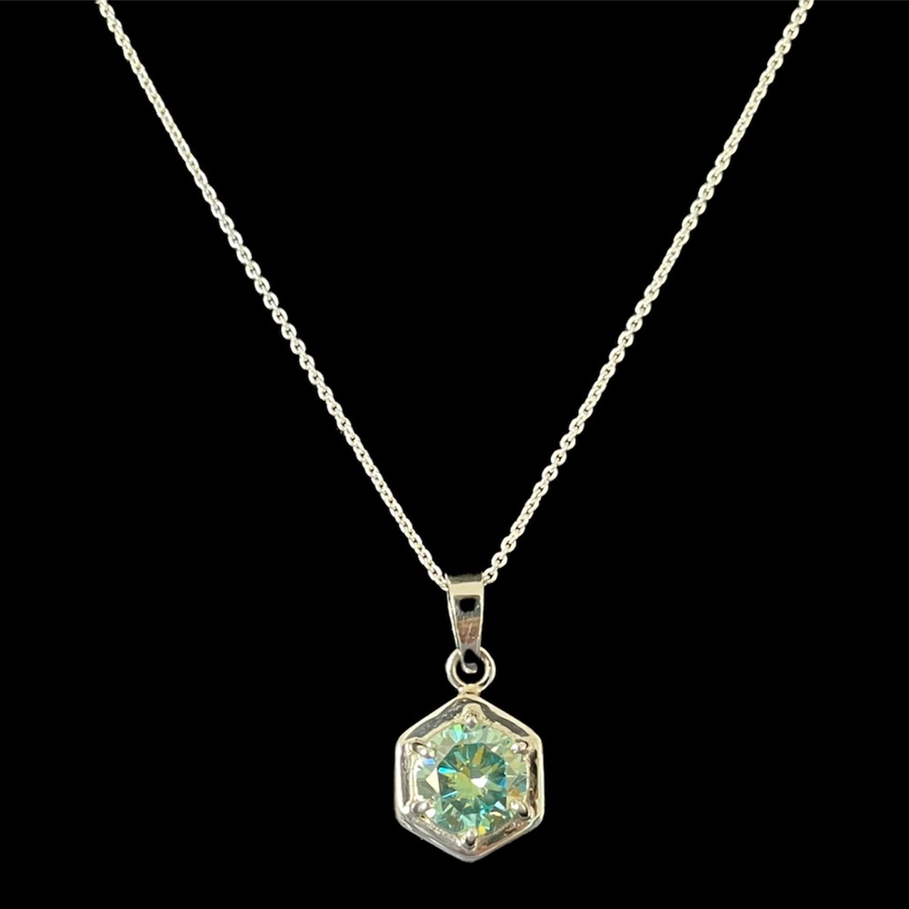 Genuine 4.10 CTs Light Blue Diamond Pendant Necklace